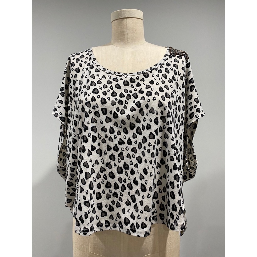 Leopard Beaded Oversized Cotton Top Size S